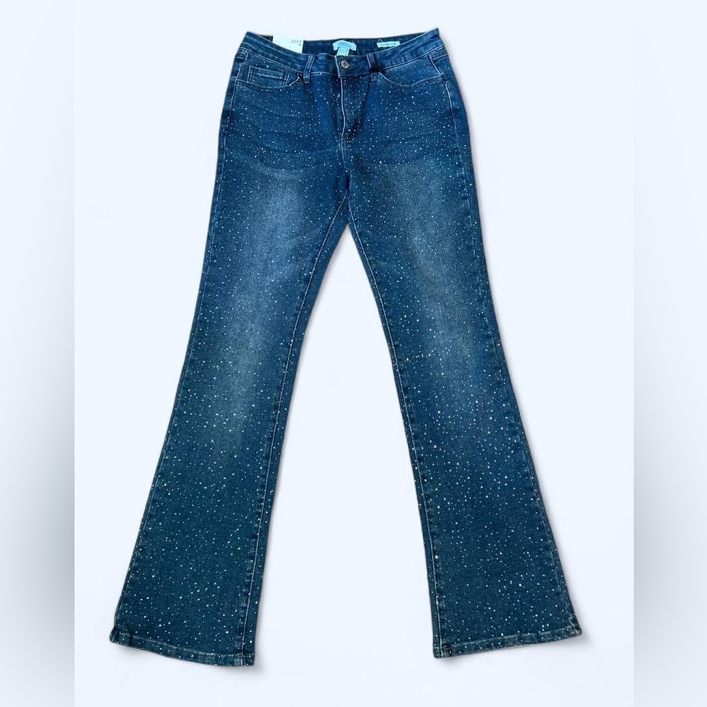 Forever 21 Denim Flare Jeans with Speckled White